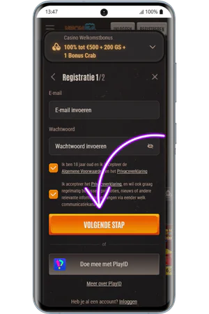 Mirror Joker e-mail en wachtwoordformulier tijdens registratie