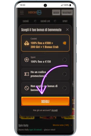 Mirror Joker scelta del bonus di benvenuto al casinò