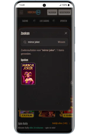 Mirror Joker naam van het spel invoeren in de zoekmachine van het casino